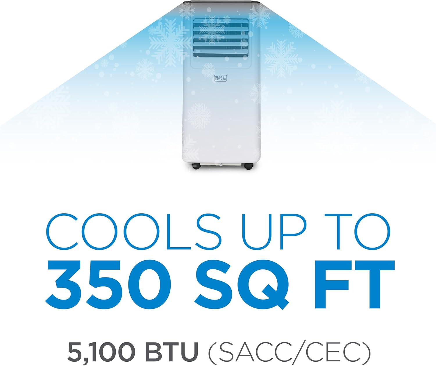 BLACK+DECKER Portable Air Conditioner 8,000 BTU (5,100 BTU SACC) with Wifi & Remote Control, 3-1-in Air Conditioner, Fan & Dehumidifier with App, Alexa & Google Assistant