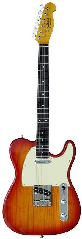 Monoprice Indio Series, 6-String Retro DLX Plus Electric Guitar - Right Handed, With Gig Bag, Solid Ash Body, Maple Neck and Fretboard, Cherry Red Burst