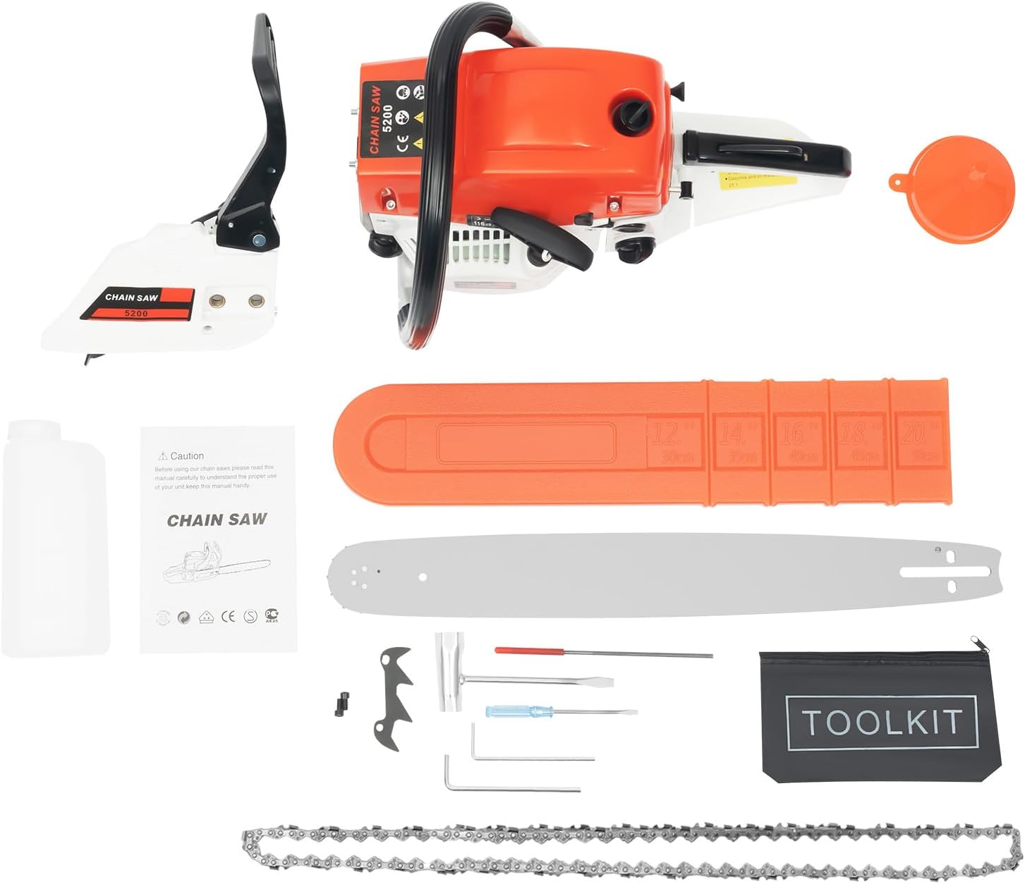 Gas Chainsaw 52CC 2-Cycle Gasoline Powered Chainsaw 20 Inch Handheld Petrol Chain Saws For Forest, Wood, Garden and Farm Cutting Use