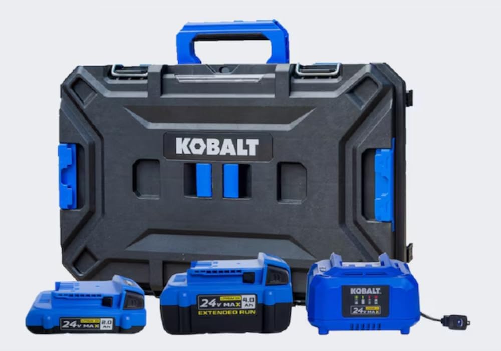 KT 2 Pack 24 Volt Max 2 Ah and 4 Ah Lithium Power Tool Battery Kit, Including Charger and Toolbox