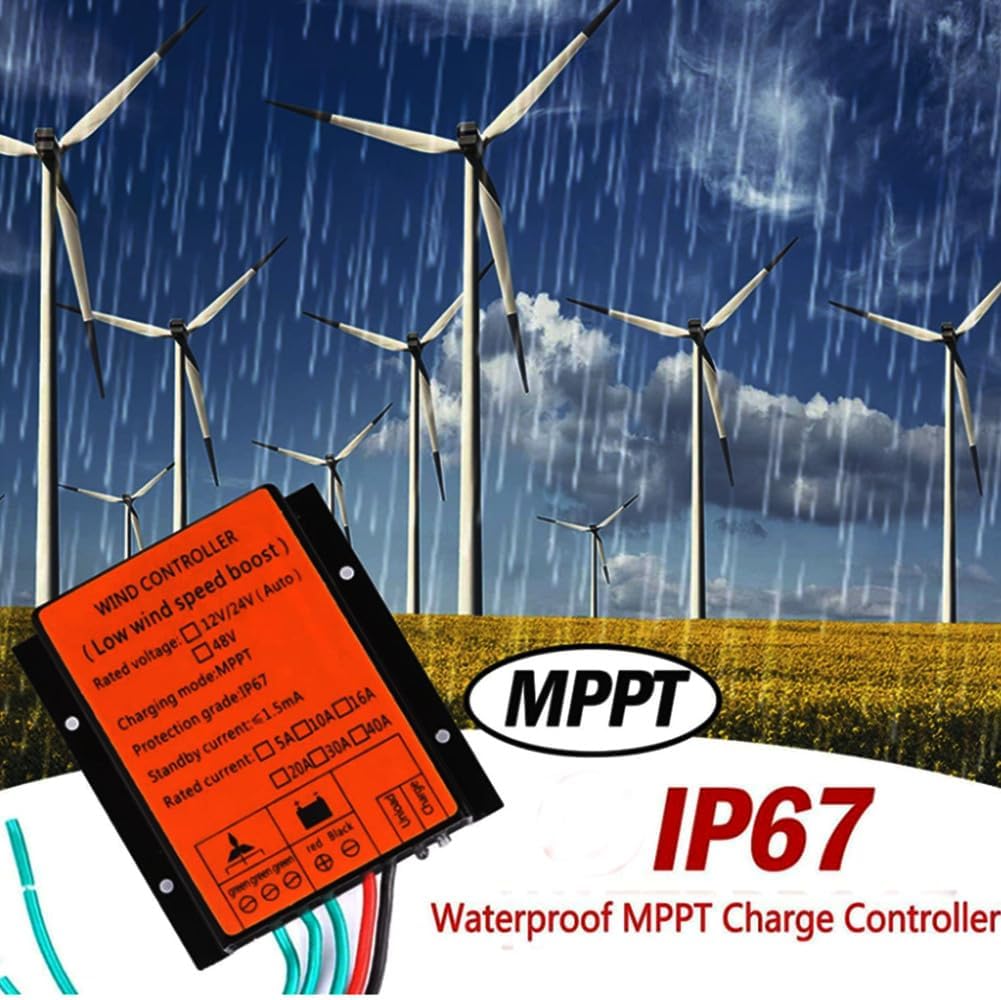 Wind Turbines Generator Charge Controller,6000W DC 12V/24V AUTO 48V Waterproof MPPT Charge Controller Regulator for Wind Power Generation Systems(Orange)