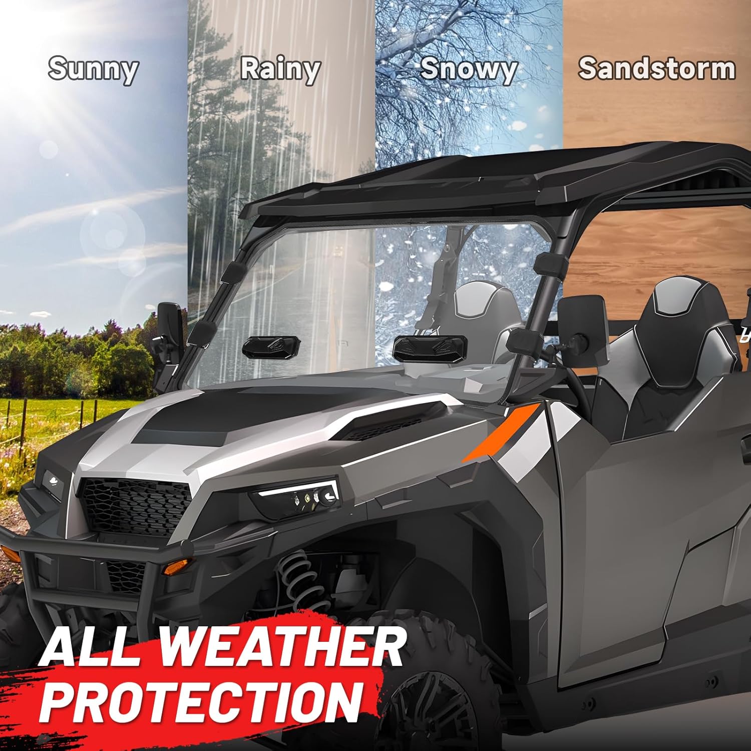 StarknightMT General 1000 Windshield Vented Full Front Window Compatible with Polaris General 1000/ 4 1000 /XP 1000 /XP 4 1000 2016-2025, Anti-Scratch Anti-UV Clear, General 1000 Accessories