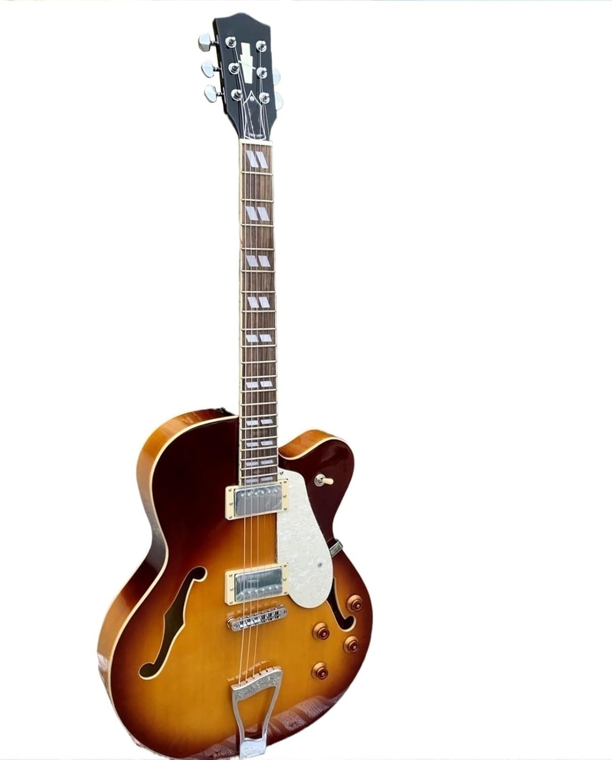 Beginner Electric Guitar Kits Sunset Color Full Hollow Thick Body Jazz Electric Guitar Handmade F Hole