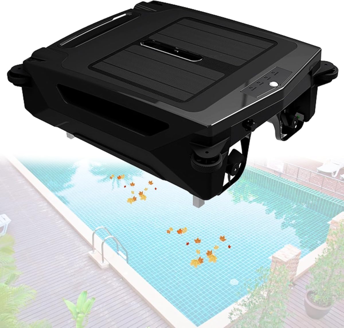 Pool Cleaner, Solar Powered Robotic Pool Skimmer with Dual Charging Option, 24 Hours Continuous Cleaning, Automatic Robotic Pool Cleaner for Pools