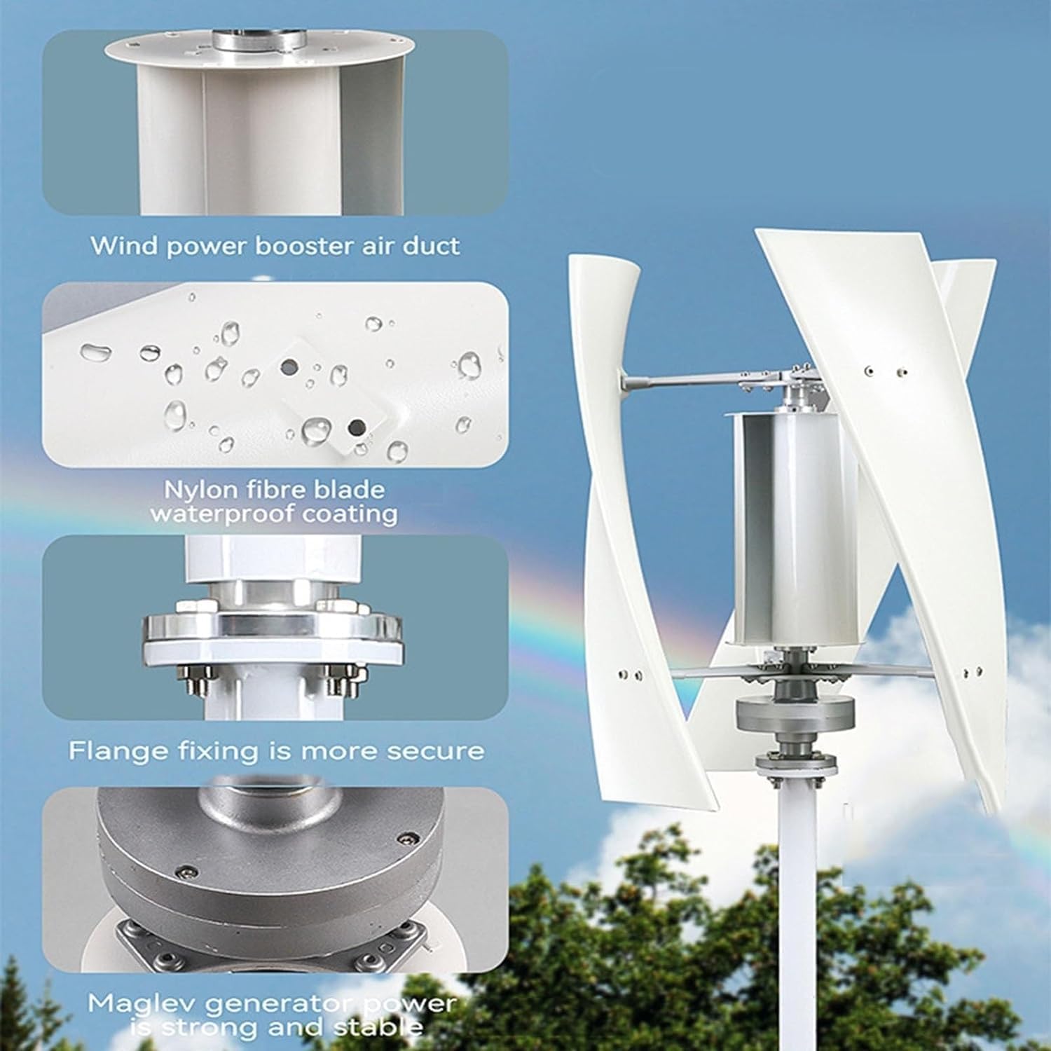 CHRISK 5Kw Wind Turbine Kit Household Generator 12V24v48v Vertical Axis Permanent Magnetic Levitation Generator with MPPT Controller