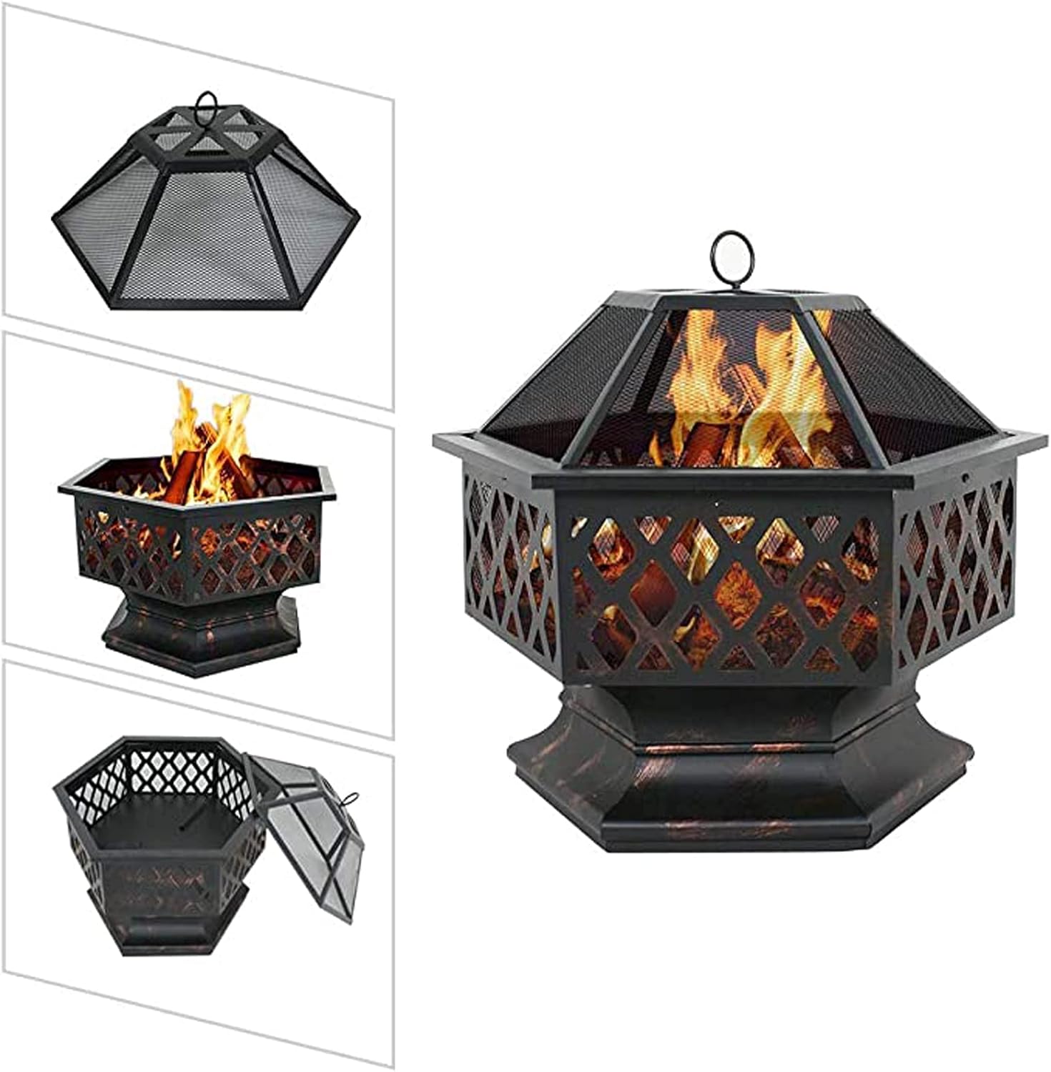 Outdoor Fire Pit Wood Burning Fireplace Patio Backyard Heater Steel Firepit Bowl Heavy Steel 24