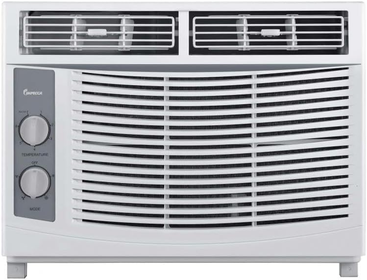 Impecca 5000 BTU Small Window Air Conditioner, Up to 150 Sqf, Window AC Units with Cool and Fan Functions, Washable Filter, Adjustable Window Kit, Intuitive Mechanical Controls, White