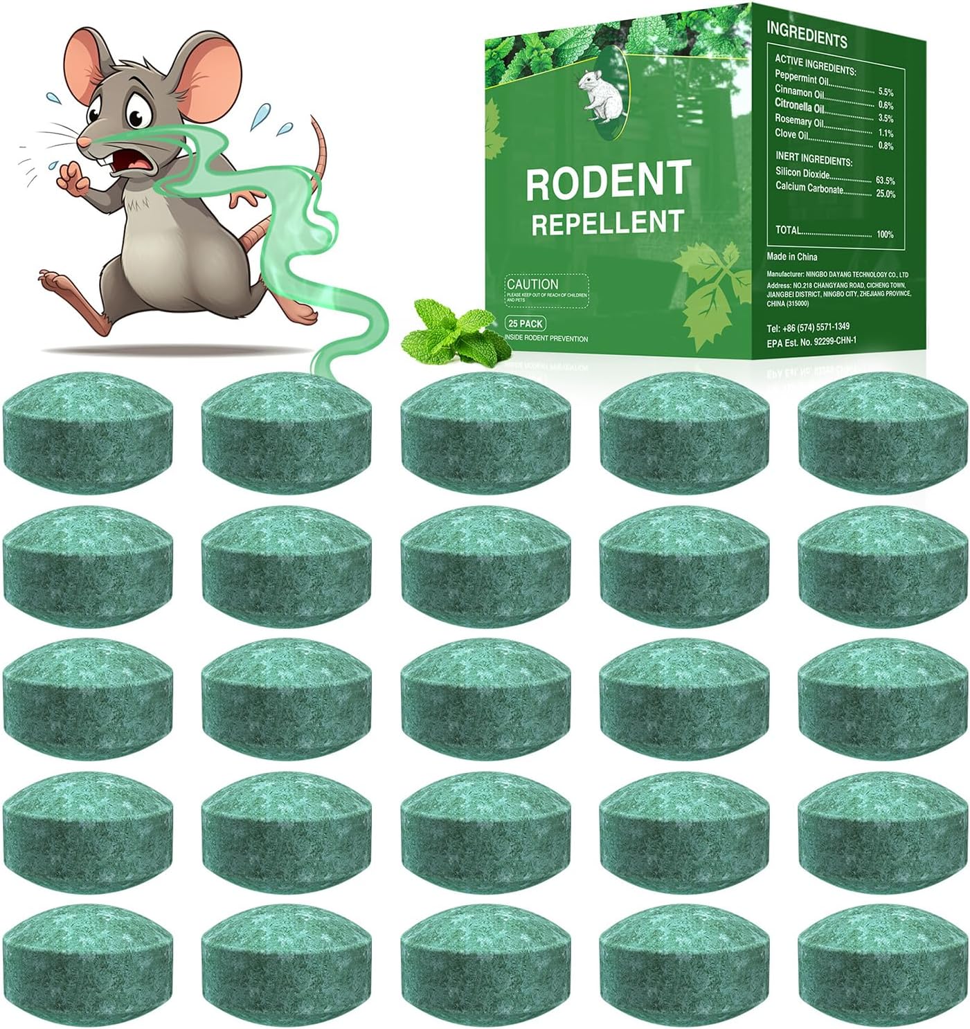 Mouse Rodent Repellent 25 Pack, Peppermint Oil Natural Mouse and Mice Deterrent for Indoor & Outdoor Use, Keep Rats and Rodents Away from Home, Garden, Car, Safe Around Family and Pets 01