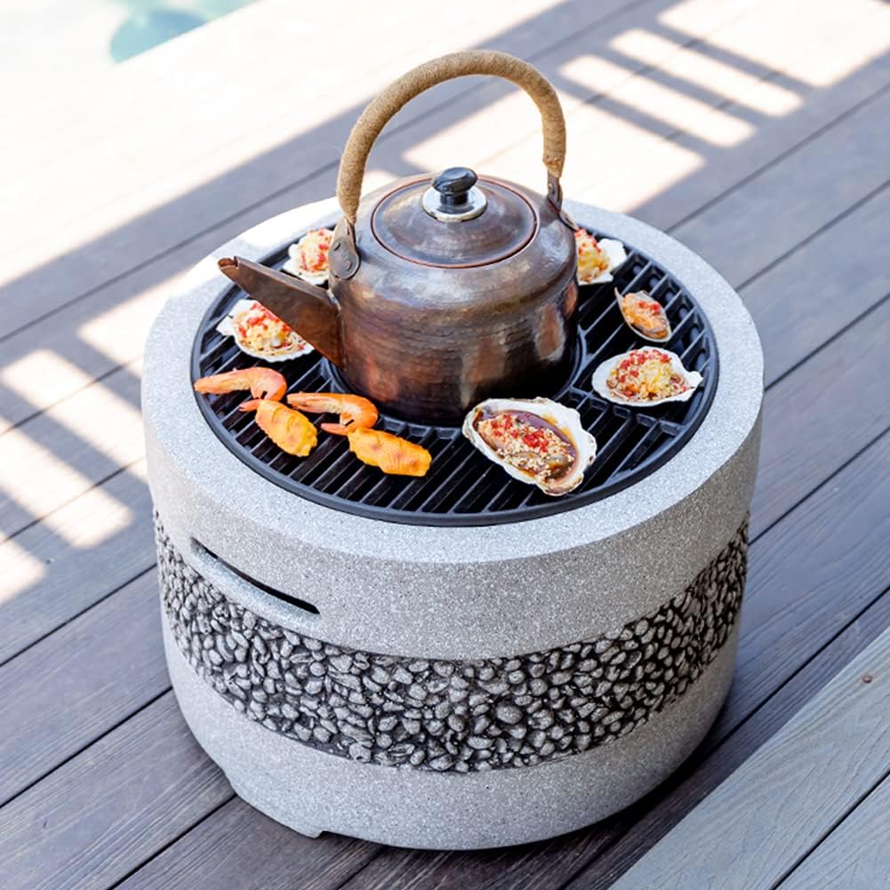 Outdoor Household Charcoal Carbon Stove, Desktop Fire Pit Bowl Bonfire Stove Courtyard Brazier Heating Stove Round Table Grill Garden Grill,A