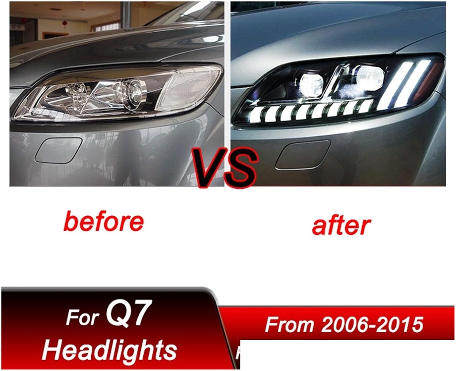 Car Led Headlights Compatible For Audi Q7 2006-2015 To Q8 Style Full LED Assembly Upgrade Configure Projector Lens Accessories Kit(06-09 with AFS)