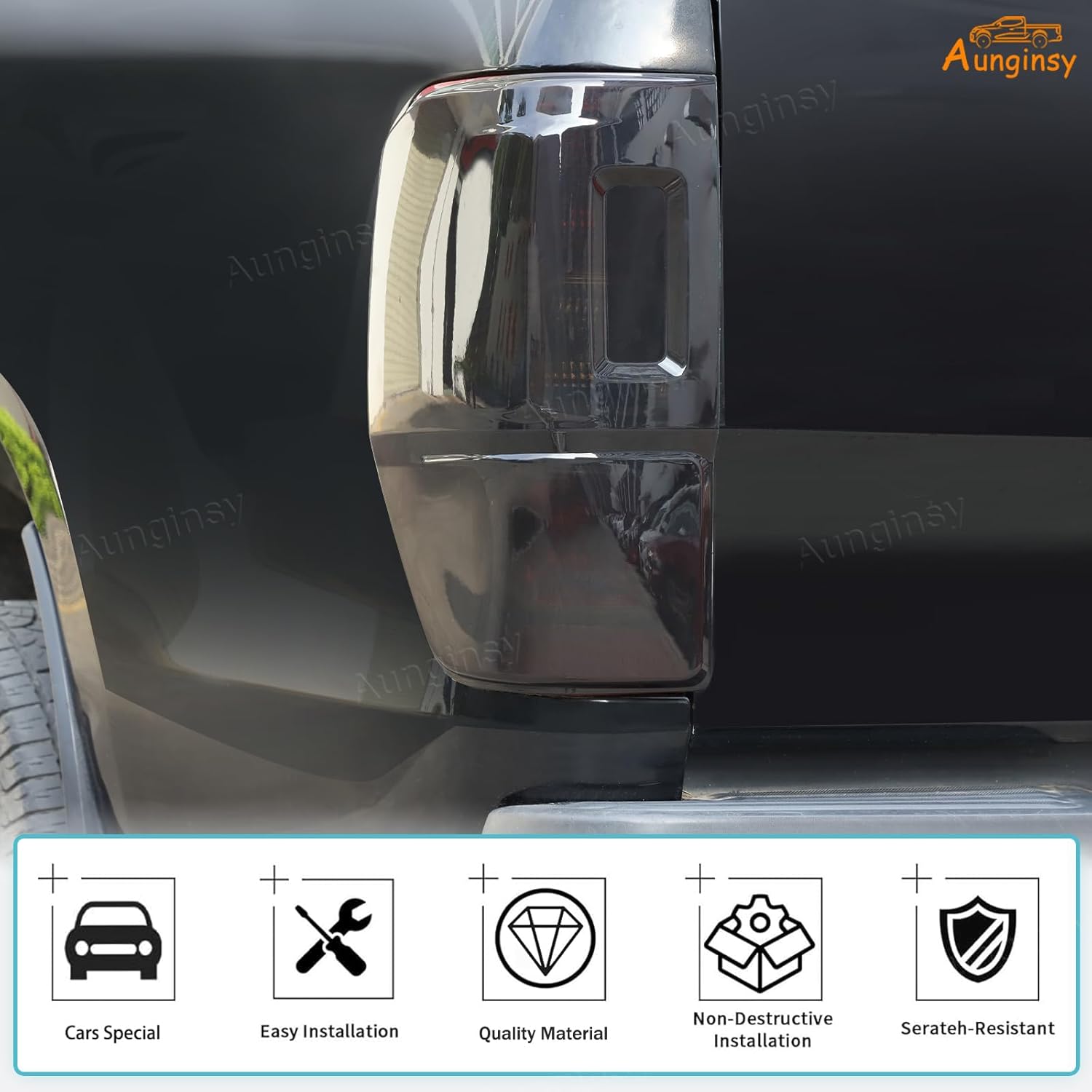 Aunginsy Tail Light Lamp Cover Trim Compatible with Ford Ranger 2015-2022 Rear Taillight Lamp Cover Shell Shade Smoked Black Frame Bezels Cover Rear Headlight Protector Cover ABS Exterior Accessories