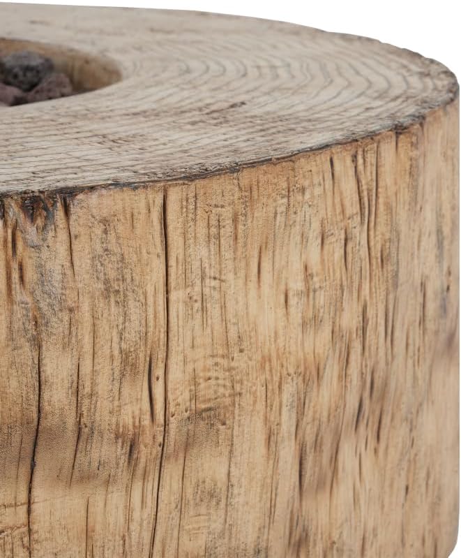 Patio MGO Round Shape Propane Fire Pit, 30, 000BTU, Wood Pattern Brown, Tank Cover Not Provided