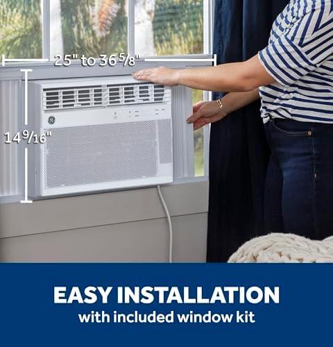 GE Window Air Conditioner 12,000 BTU for Rooms up to 550 sq ft., Wi-Fi Enabled, Energy-Efficient Cooling for Large Rooms, Easy Install Kit, Control Using Remote or Smartphone App, White