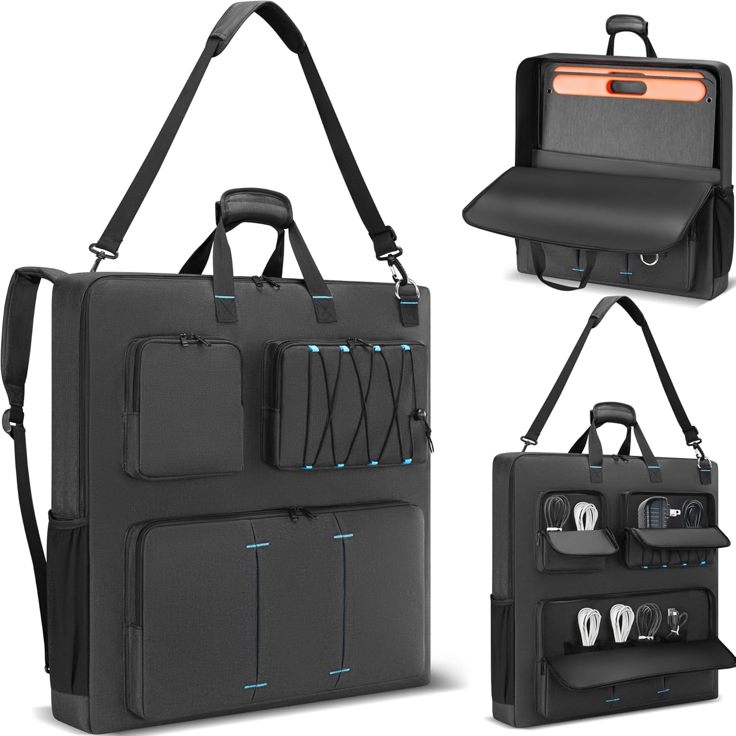 Travel Carrying Case Compatible with Jackery& BLUETTI& Anker 100W 200W and GRECELL Solar Generator 100W 200W&200W Pro, Solar Panel Storage Bag, Padded Carrying Case for 2 Panels with Multiple Pocket