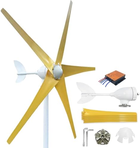 800W Wind Turbine Generator Kit - 12V/24V/48V with MPPT Controller, 5 Yellow Blades, Pure Copper Core, Ideal for Outdoor Power Generation, Efficient Windmill System