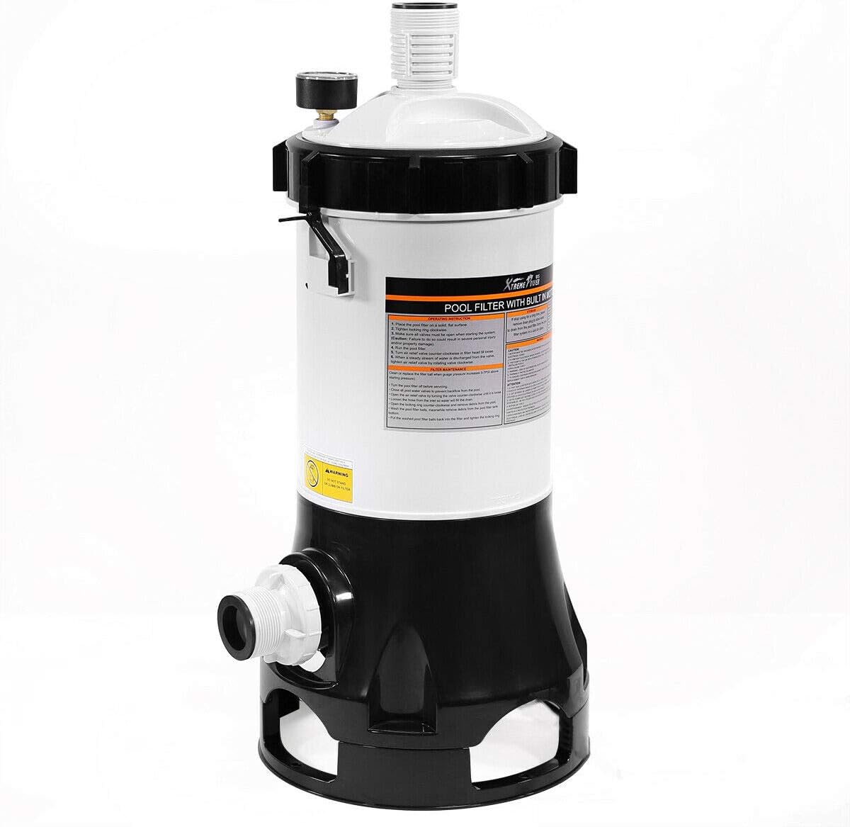 Above Ground Pool Filter Cartridge System Built-in Pump for Pool with Gauge NEW,Jikkolumlukka