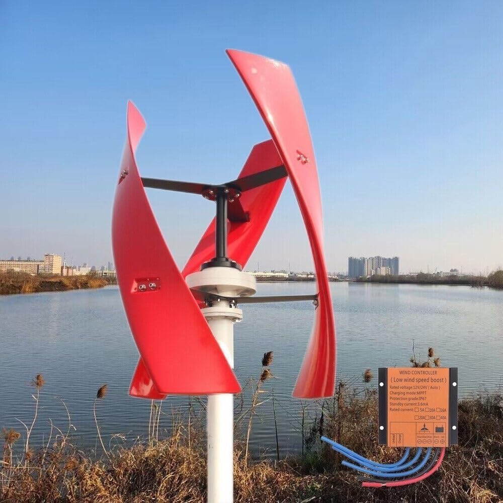 CHRISK 9000W Wind Turbine Kit Wind Turbine with Controller + 2000W Inverter + 100W *2 Solar Photovoltaic Panel Vertical Axis Maglev Wind Turbine