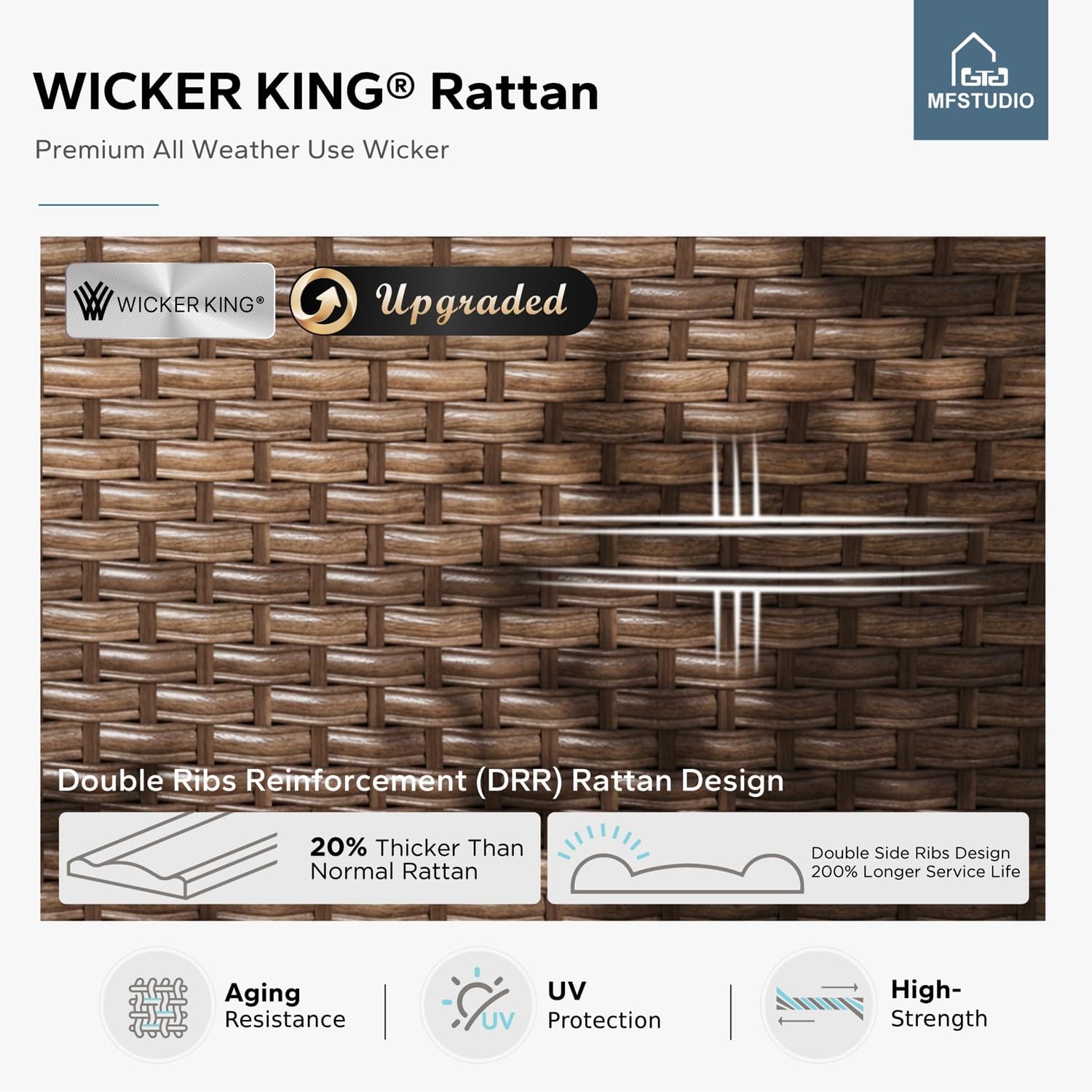 MFSTUDIO 9 Piece Wicker Patio Furniture Set with 56