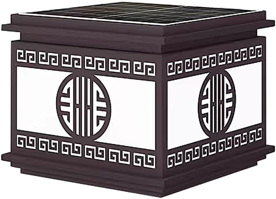 Solar Post Lights, Dark Brown Pillar Lights, Modern Waterproof Column Cap Lamp, Dusk to Dawn Fence Deck Posts Lantern, Outdoor Lighting Fixture for Garden Pathway Driveway Courtyard