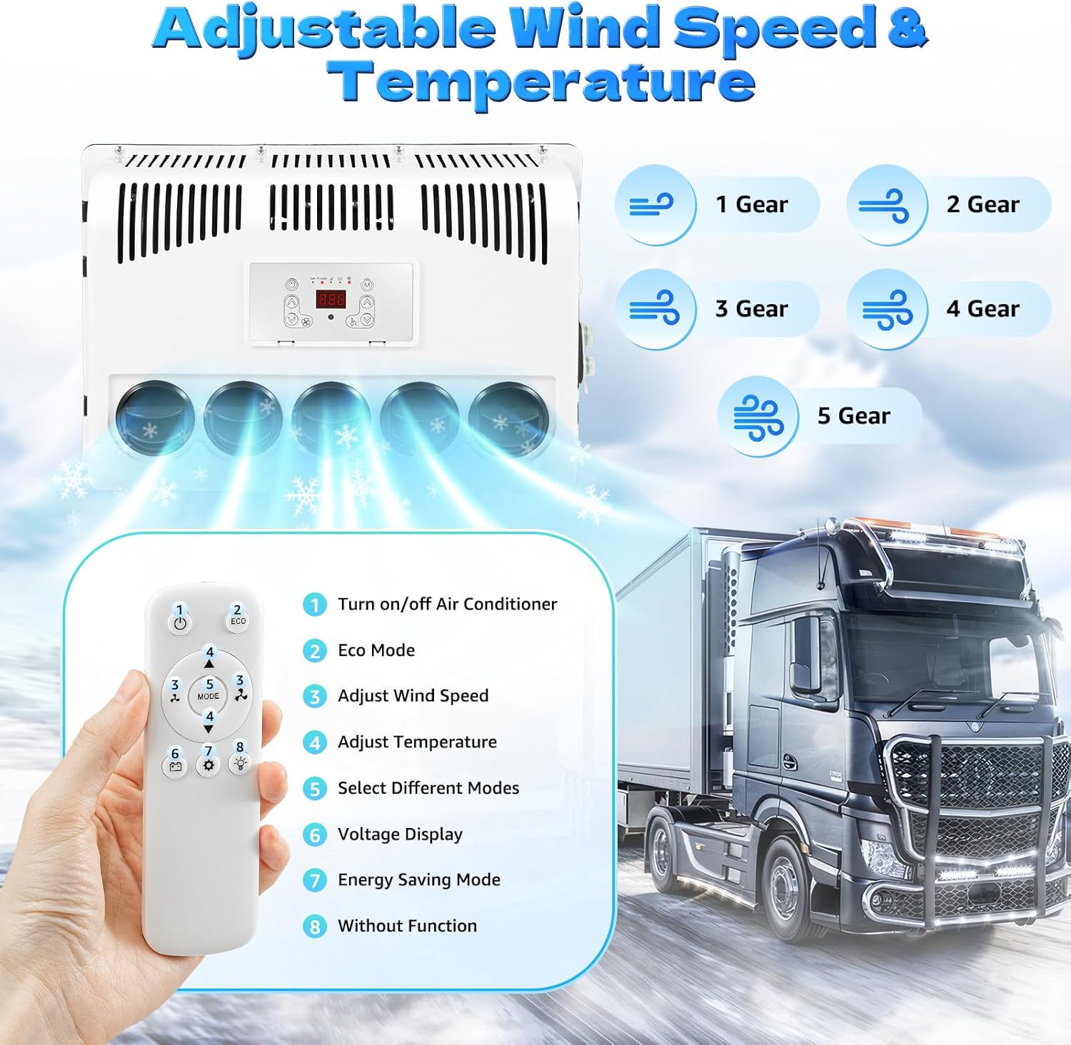 CNCEST 12V Truck Cab Air Conditioner 11000 BTU Split AC Fits Semi Trucks Bus RV Caravan Mini Split RV Truck Air Conditioner Unit Fit Semi Truck Caravan