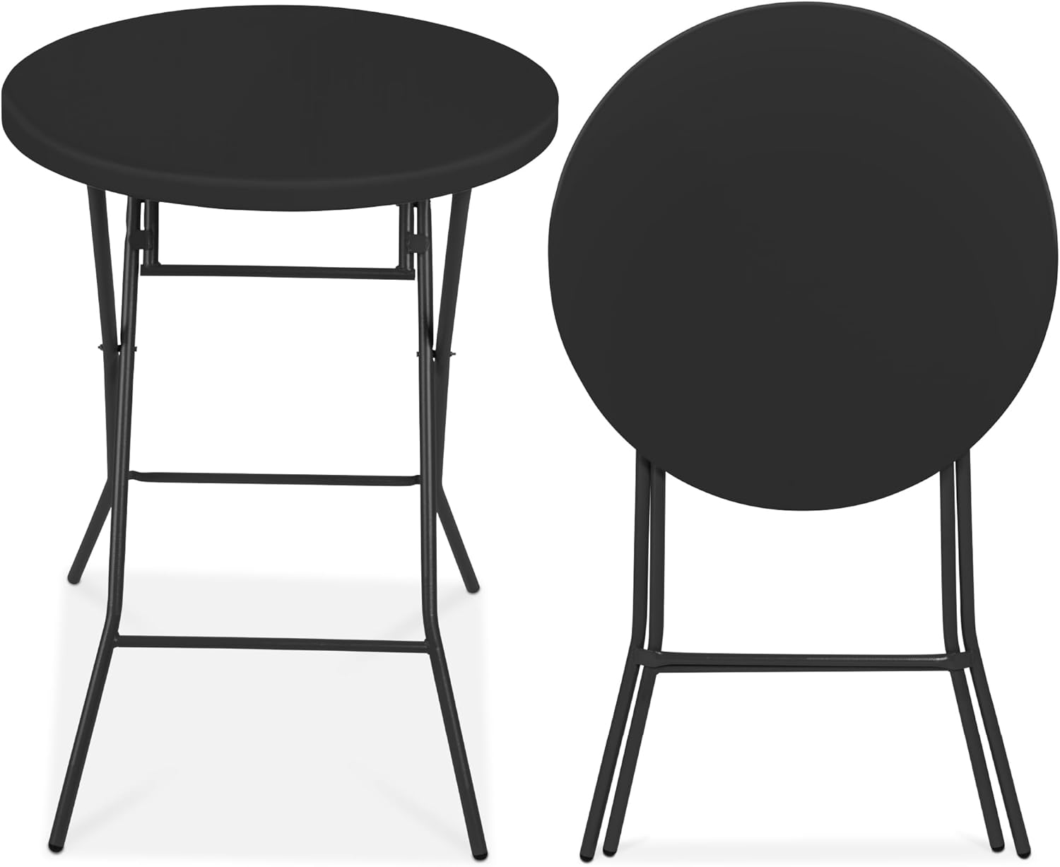 Best Choice Products 32in Bar Height Folding Table, Round Indoor Outdoor Accessory for Patio, Backyard, Dining Room, Events w/Thick Table Top, Metal Frame, Locking Legs, 330lb Weight Capacity - Black