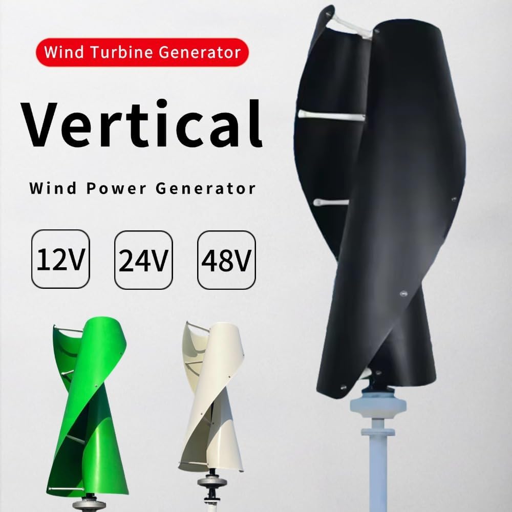 High Efficiency 800W Vertical Wind Turbine Permanent Magnet Generator 12V 24V 48V 3 Phase Coreless Wind Power (White, 48V with Controller)