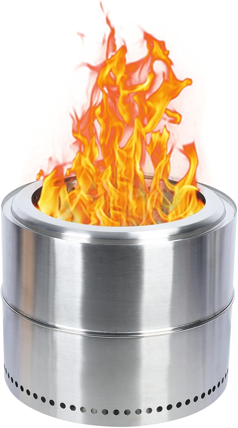 Smokeless Firepit,Wood Burning BBQ Firepit, Stainless Steel Portable Outdoor Fireplace with Ash Tray, Detachable Bonfire Firepit for Outside Camping 50 cm 50cm