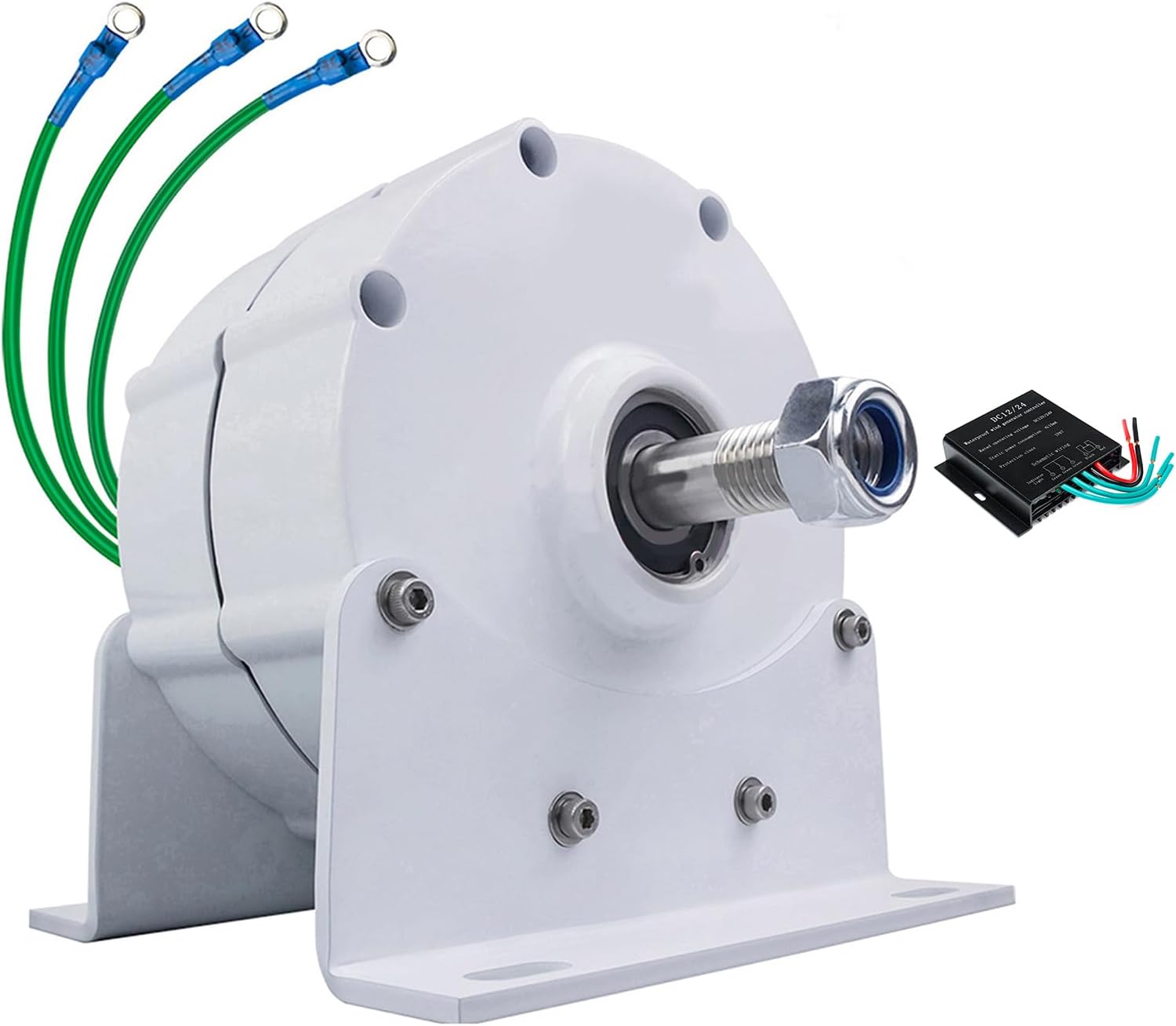 24v, 12000W Wind Turbine Generator,12V/24V/48V/220V 600 RPM AC DC Power Magnetic Dynamo Water Turbine Hydro Alternator Suitable for Wind/Hydro Power(with Base)