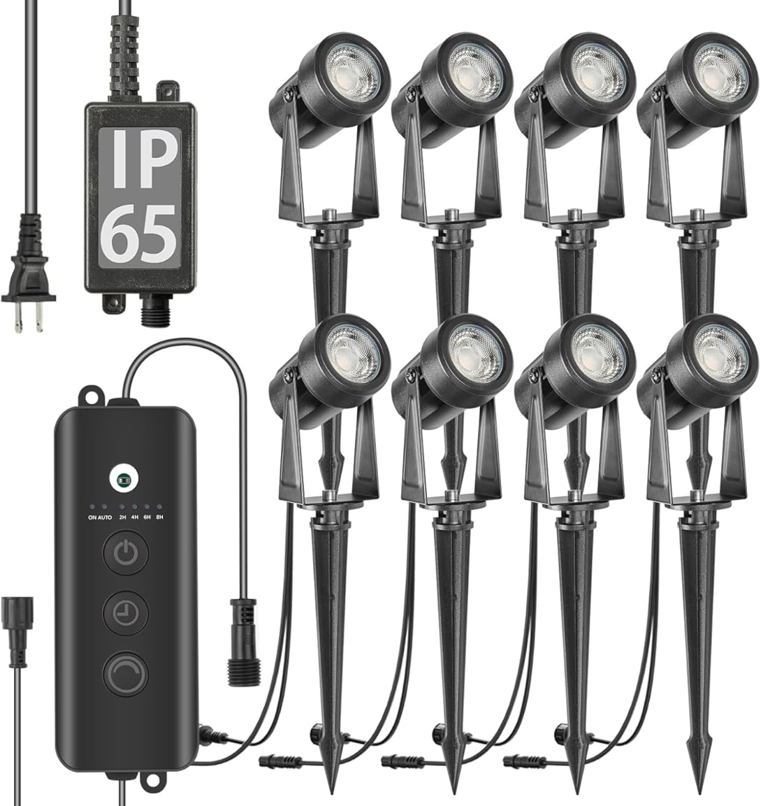 SUNTHIN Outdoor Landscape Lighting with Dusk to Dawn Sensor Controller, 8 Pack