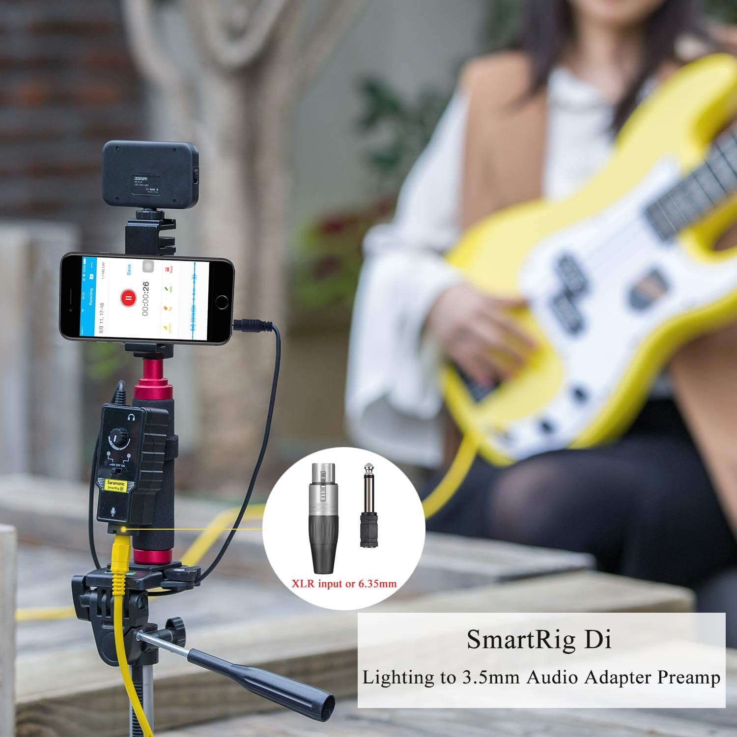 Microphone Preamp Compatible with IOS Devices Livestream, Saramonic XLR Lghtning Mic & Guitar Interface Compatible with iPhone 11 X 8 7 7s iPad iPod Touch Guitar Acoustic Devices Youtube Video