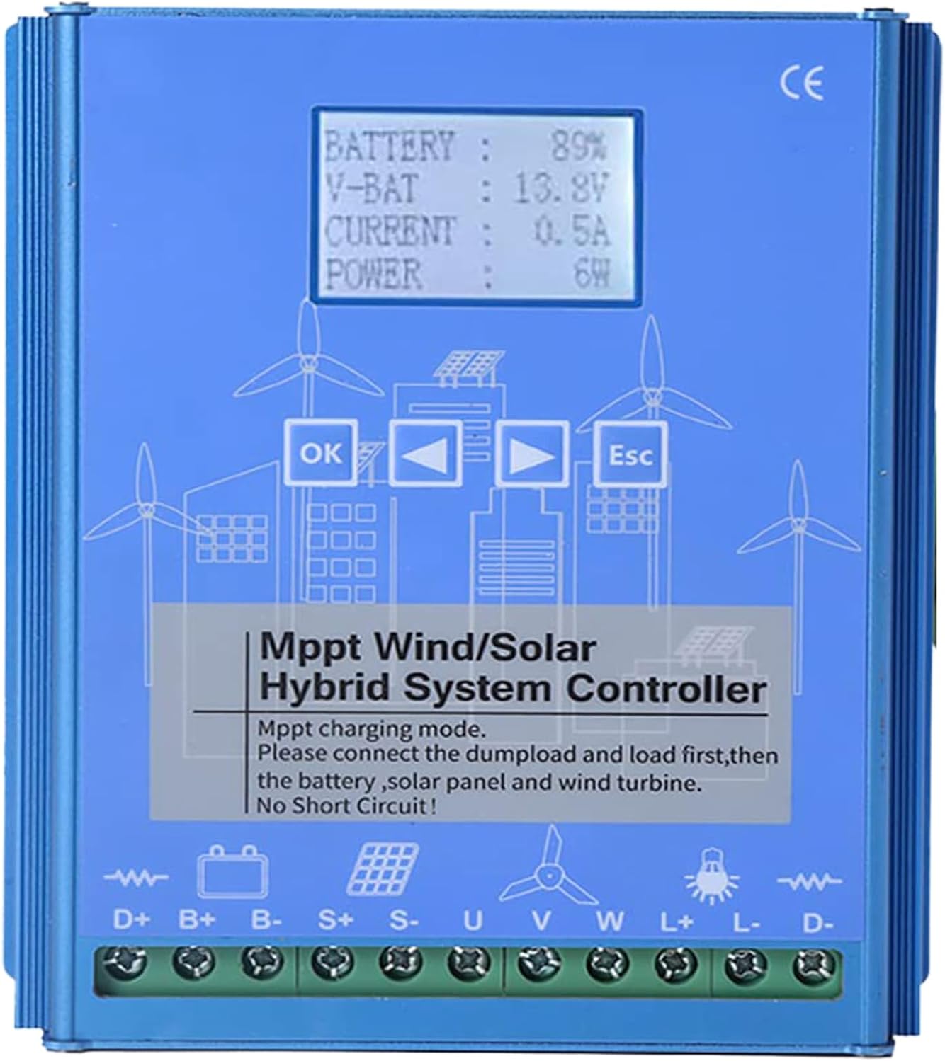 8000W Solar Wind Hybrid System - MPPT Charge Controller, Vertical Axis Wind Turbine Generator, Free Energy Solution, 12V Hybrid Power Charger for Off-Grid Use