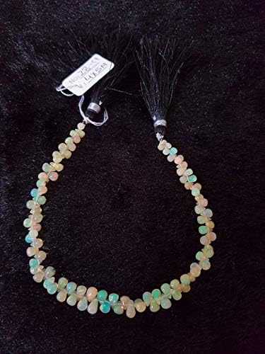13 inch natural beads strand of 4x5mm smooth drop ethiopian welo opal gemstone briolletes beads for DIY jewelry - necklace, bracelet, earring, ring.