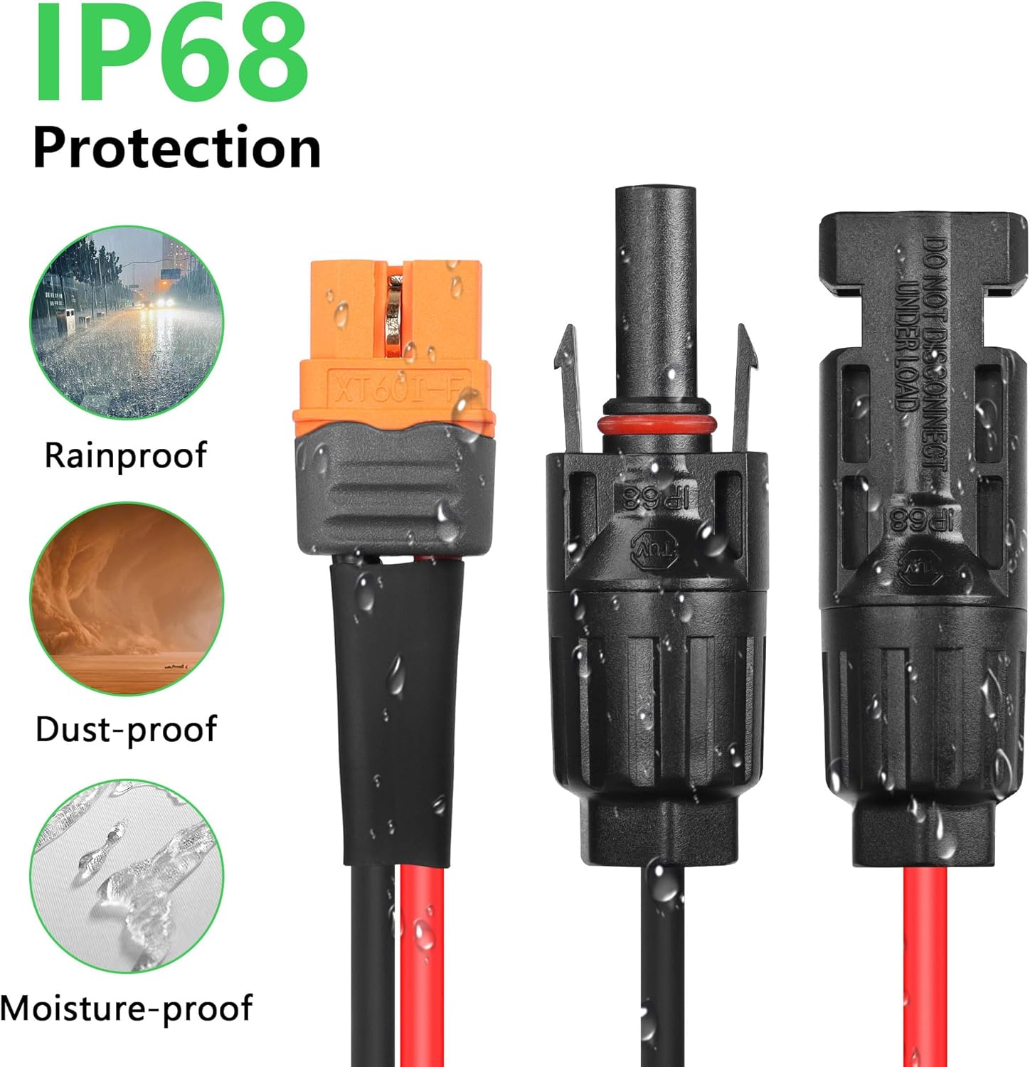 CERRXIAN 50ft/15m 12AWG Solar Panel Connector to XT60i Female Solar Panel Power Cable for Portable Power Station, RV, Lipo Battery