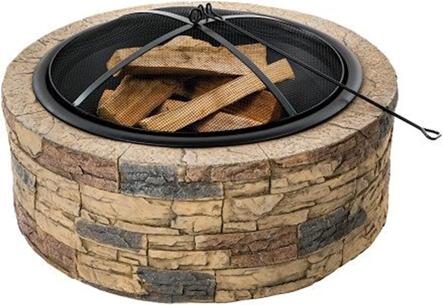 Fire Pit Outdoor Wood-Burning fire Pit, 35-inch fire Pit with Spark Screen, Poker, Courtyard Backyard Garden fire Pit