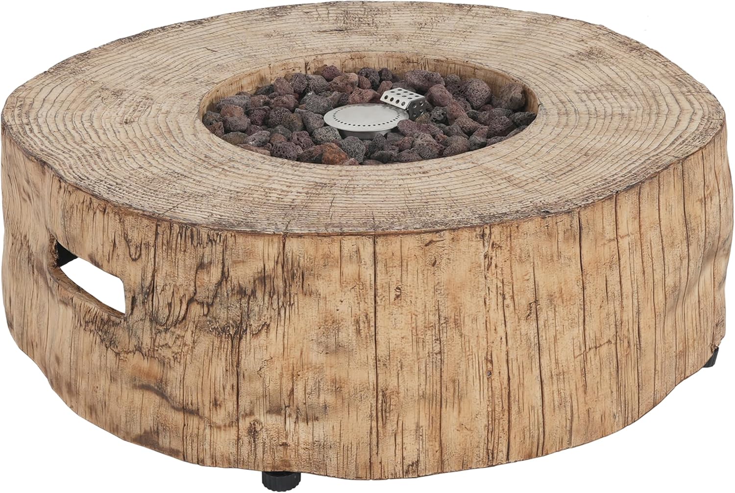 Christopher Knight Home Hearth Concrete Patio Fire Bowl, Outdoor Fire Pit and Tank Holder Set, Lightweight Concrete Tank Table, 30000BTU Round Fire Pit, Woodlike Texture, No Assembly Needed, Brown