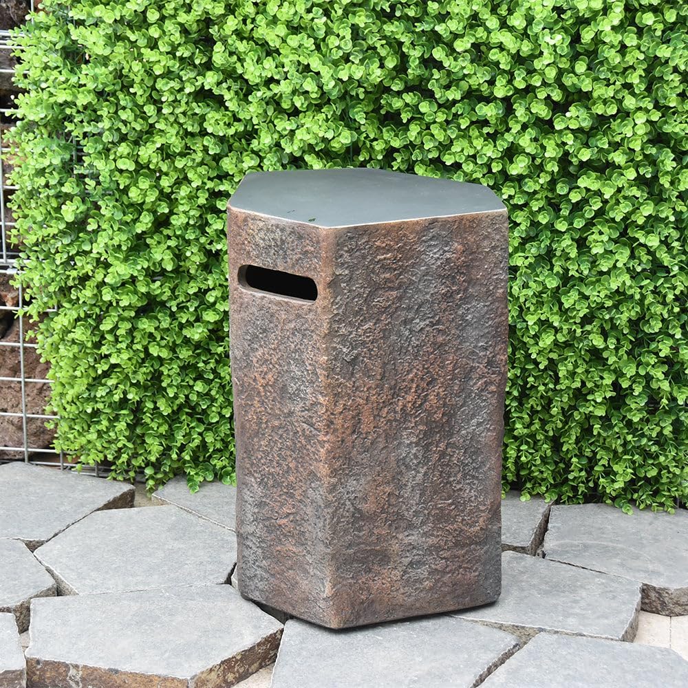 Elementi Columbia Propane Tank Cover Fire Pit Accessories Round 19 Inches Concrete Outdoor Side Table Fits Standard 43 Pound Propane Tank Hideaway Table