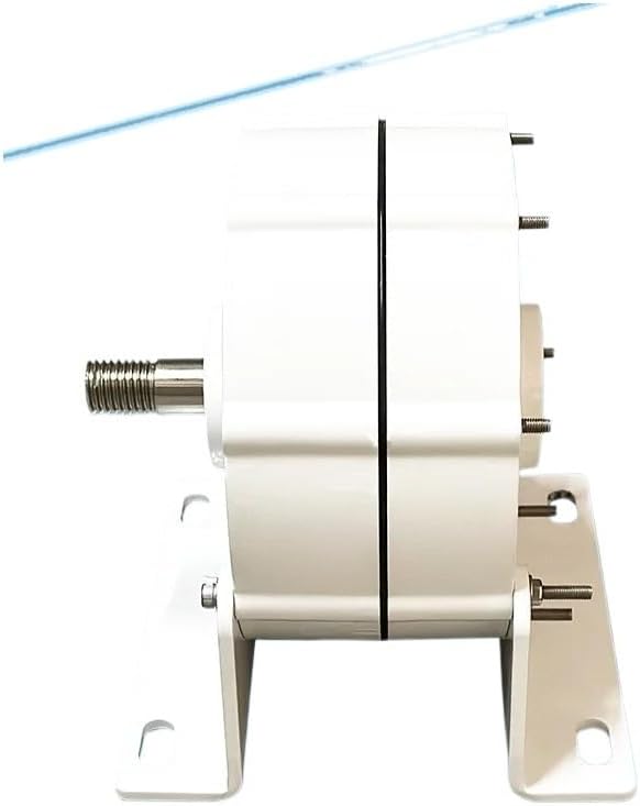 Electric Generator 2KW Low Speeds 48V 24V 12V 3 Phase Gearless Permanent Magnet AC Alternators for Wind Water Turbine Home Use Low Starting Speed for Home(with Base,Double Shaft_12V)