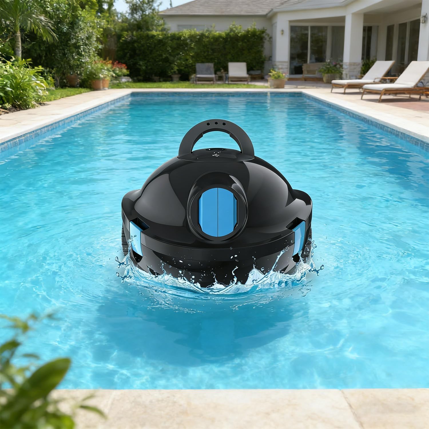 Cordless Robotic Pool Cleaner, Lightweight Pool Vacuum for Inground/Above Ground Pools, One-Click Start & Auto Parking, 90 Min Battery Life for Pool Up to 1100 Sq.ft (Black)