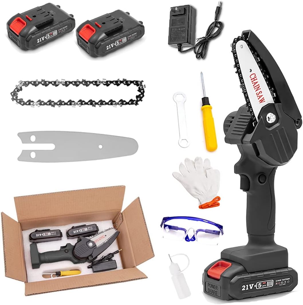 Mini Chain Saw,Cordless Battery Power,Mini Chainsaw with Battery and Led Lights,4 Inch Cordless Chainsaw with Charger, Portable Electric Chainsaw, Suitable for Gardening, Wood, Outdoor Camping