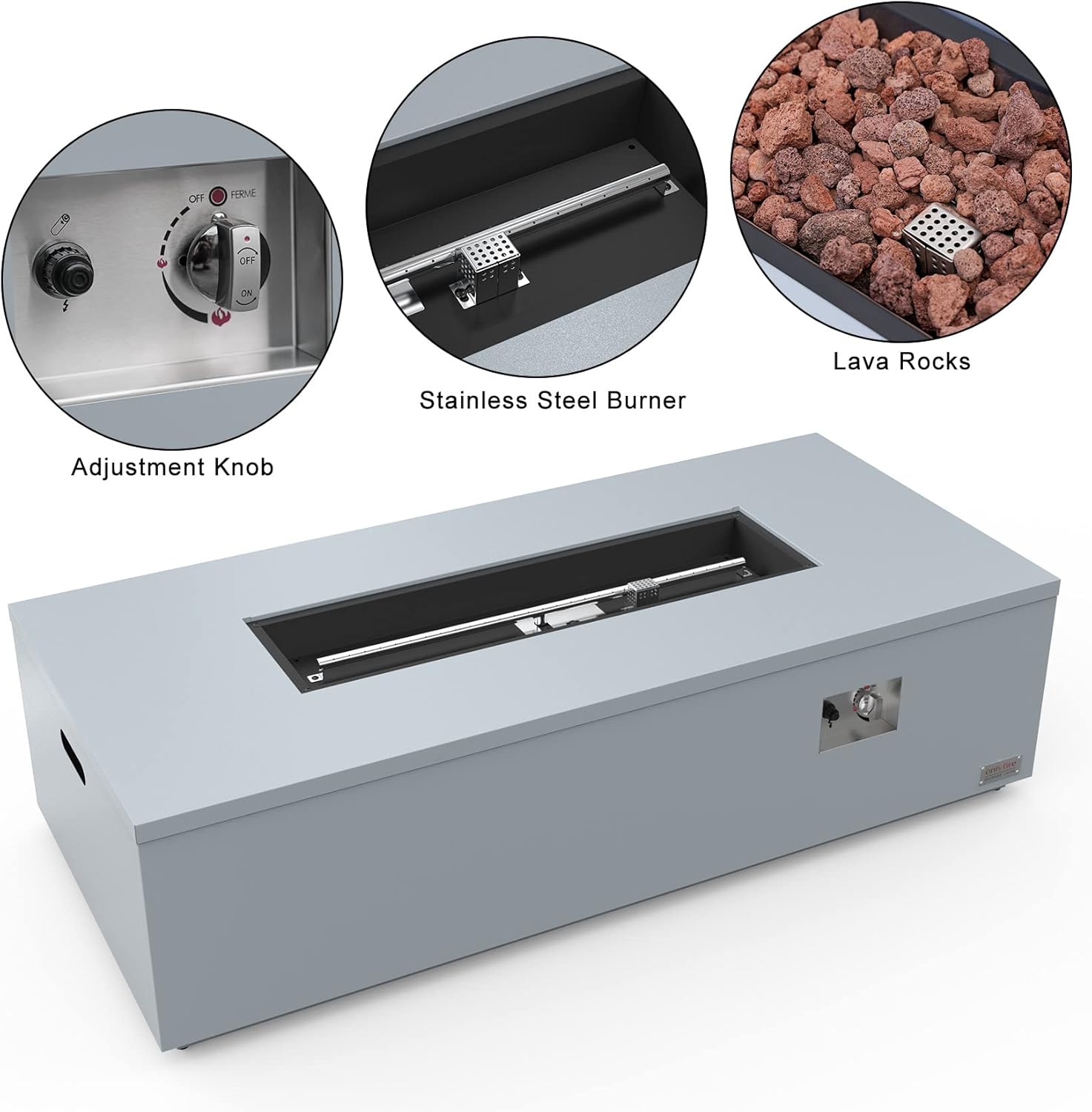 Onlyfire Premium 60” Outdoor Fire Pit Table with Lava Rocks& 12FT Hose, Large Propane Gas Firepit, Smokeless Fireplace 60,000BTU, Flame Adjustable for Backyard Patio Bonfire Party, Iron Patio Heater