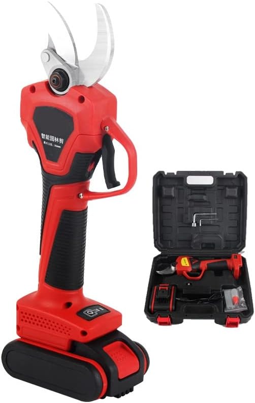 Cordless Electric Pruning Scissors, Pruner Trim Shears Battery Powered, Large Power Tree Branch Pruner Branch Cutter for Gardening Pole pruners Gardener Gifts 30mm (Color : Red)