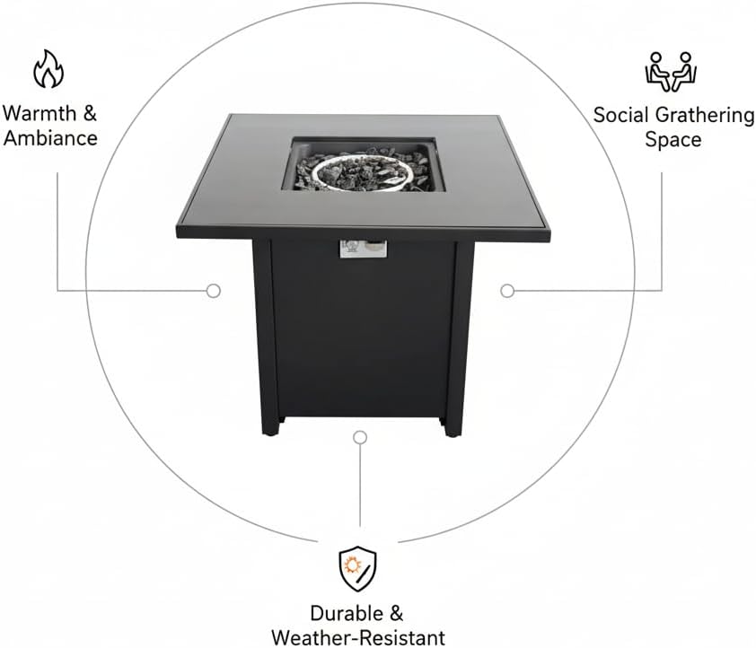 GOWE Outdoor Fire Pit for Outdoor Home Garden Backyard Fireplace (30 Inch Steel Black Color)