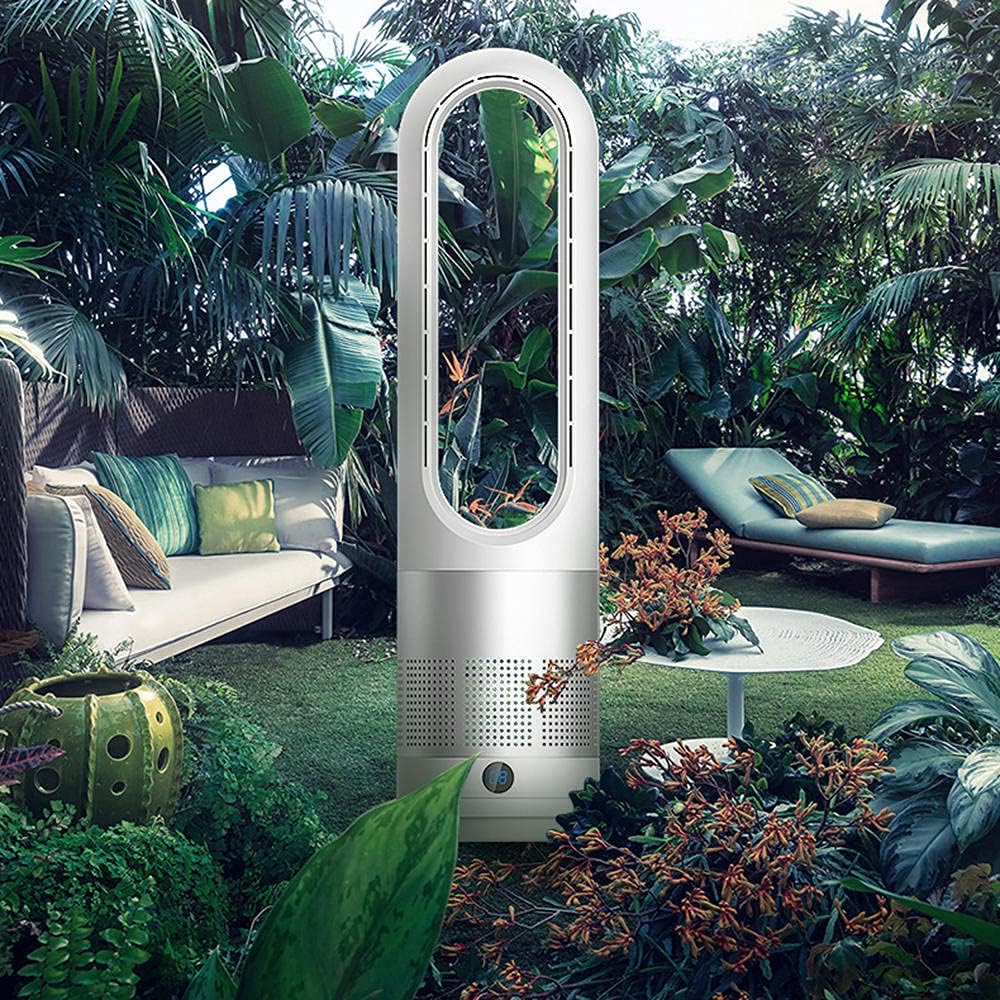 18 Inch Mini Household Leaf Less Electric Fan Remote Control Timing Function No Leaf Quiet Easy to Clean 8 Wind Speed-Gold