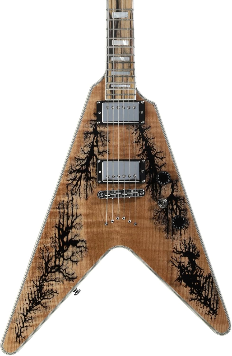 Schecter V-1 Electro Resin Electric Guitar - Black Electro Resin/Natural