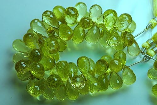 13 inch natural beads strand of 25-16mm faceted drop green gold lemon topaz gemstone beads for DIY jewelry - necklace, bracelet, earring, ring.