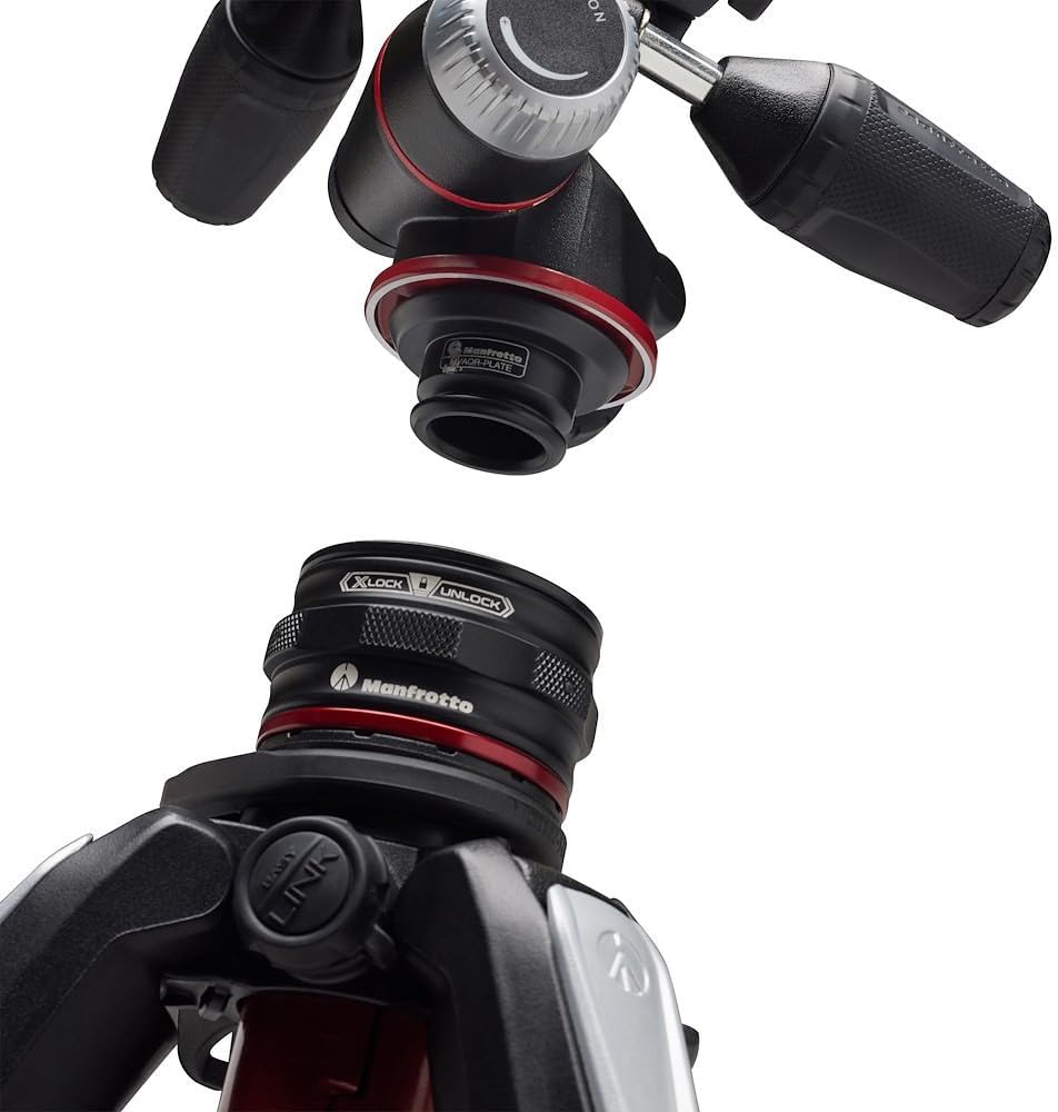Manfrotto Kit 3-Section Tripod, Camera Tripod with 3-Way Head in Aluminium with Move Quick Release System, Professional Photography Accessories Kit, Tripod Camera with 3way-Head