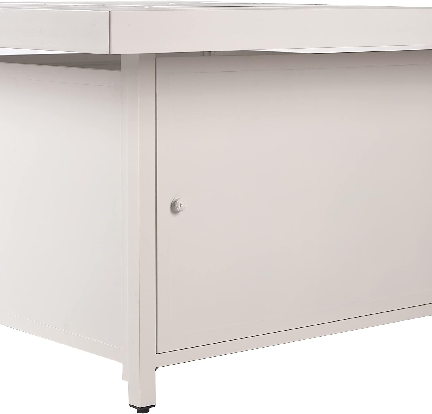 Square 42 in. x 42 in. Aluminum Propane Fire Pit Table with Glass Beads, Two Covers, Lid, 57,000 BTUs in White Finish