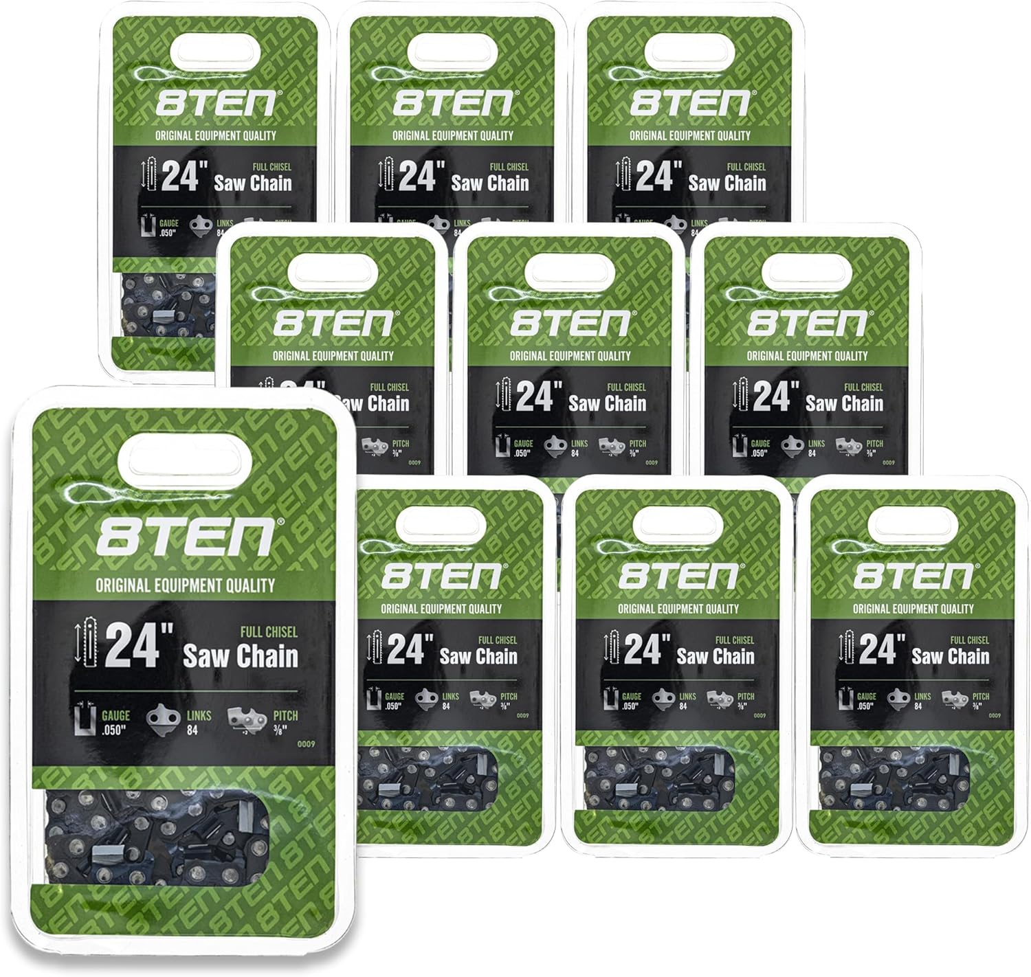 8TEN Chainsaw Chain 24 inch .050 3/8 84DL for Stihl Husqvarna 455 460 MS 260 390 Rancher 501842684 72LGX084G 10 Pack