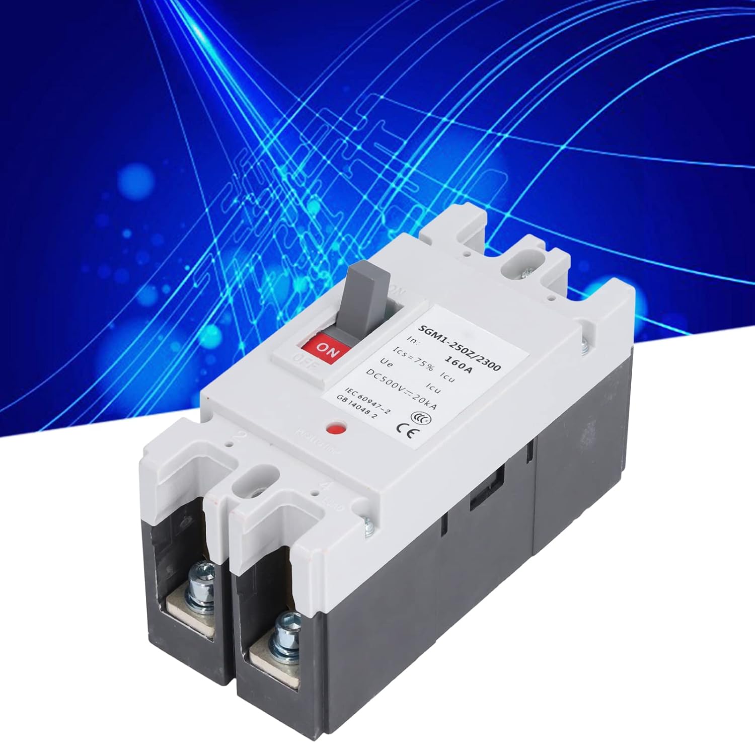 Ejoyous DC Circuit Breaker, 2P Moulded Case Circuits Breakers, photovoltaic Solar Energy, Wind Power, Hydropower Circuit Breaker Solar Energy Switch 500V 160A