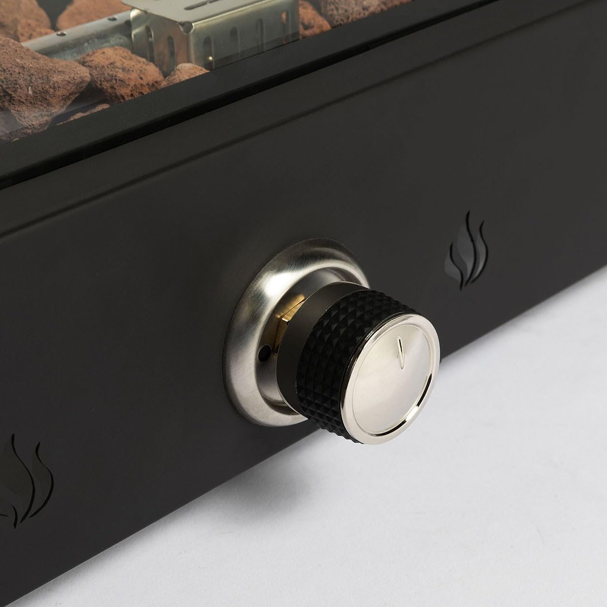 Outdoor Heaters for Patio Smokeless Fire Pit Rectangular Tabletop Firepit with Stainless Steel Burner Propane Insert with Glass Wind Guard for Patio Table